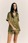 Satin Silk Set - curto (Oliva)