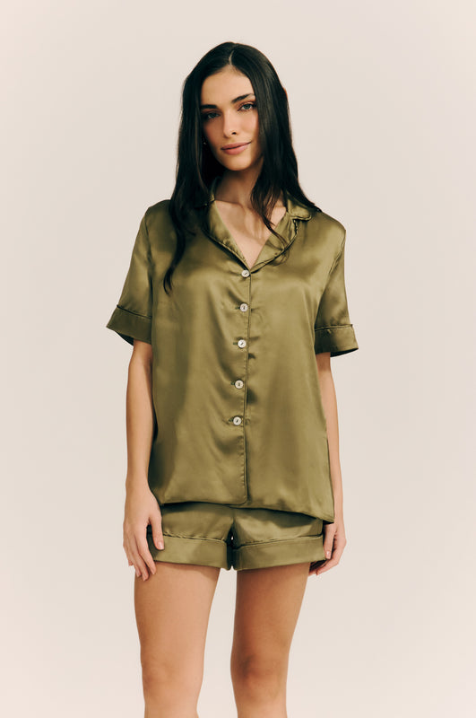 Satin Silk Set - curto (Oliva)